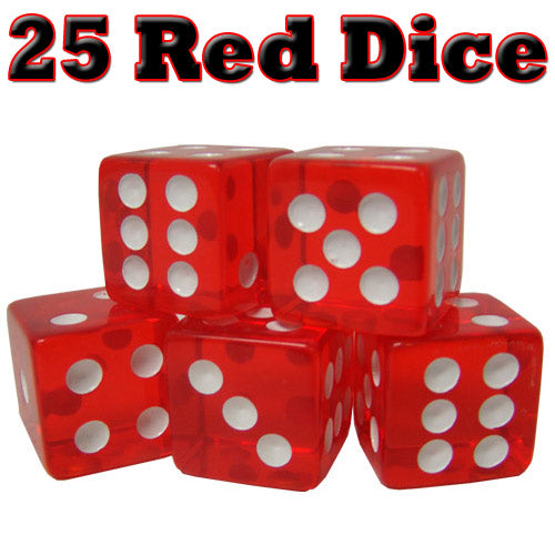 25 Red Dice - 16 mm