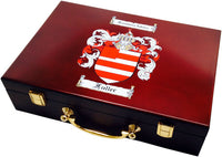 Family Crest 300 Capacity Custom Printed Mahigany Wood Poker Case