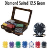 Diamond Suited 12.5 Gram ABS Poker Chips in Wood Walnut Case - 300 Ct.