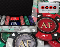 Custom Printed Aluminum Poker Chip Set with 14 Gram Clay Ace King & Suits Poker Chips - 300 Chips