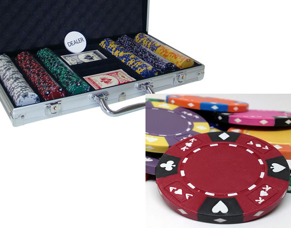 Ace King Suited 14 Gram Clay Poker Chips in Standard Aluminum Case 300 ct