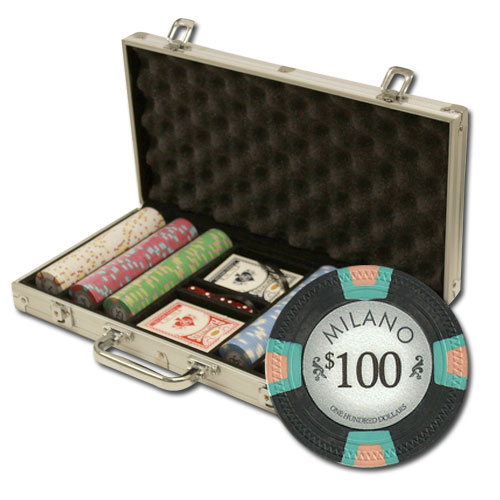 Milano 10 Gram Clay Poker Chips in Standard Aluminum Case - 300 Ct.