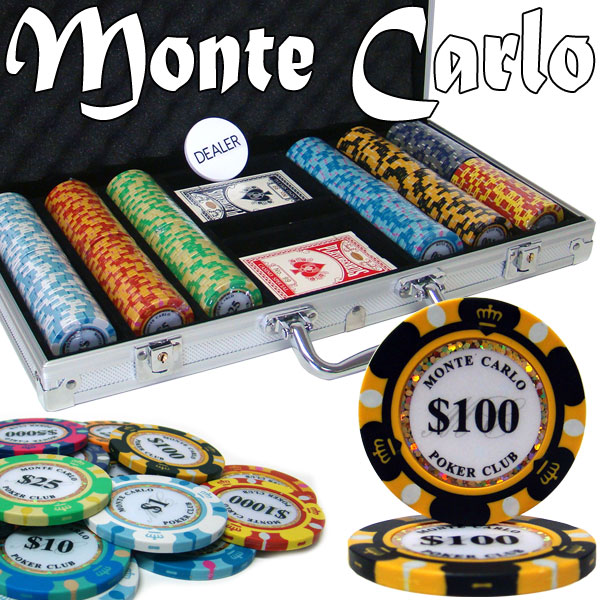 Monte Carlo 14 Gram Clay Poker Chips in Standard Aluminum Case - 300 Ct.