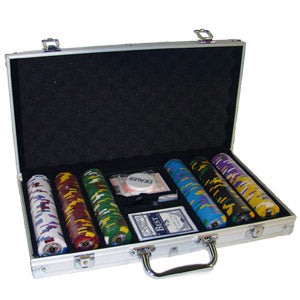 King&#039;s Casino 14 Gram Clay Poker Chips in Standard Aluminum Case - 300 Ct.