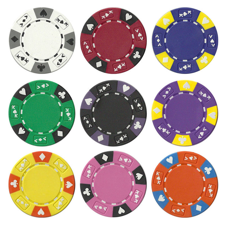 Ace King Suited 14 Gram Clay Poker Chips in Standard Aluminum Case 300 ct