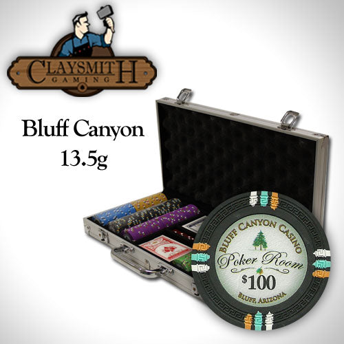 Bluff Canyon 13.5 Gram Clay Poker Chips in Standard Aluminum Case - 300 Ct.