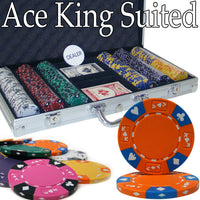 Ace King Suited 14 Gram Clay Poker Chips in Standard Aluminum Case 300 ct