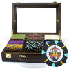 Rock &amp; Roll 13.5 Gram Clay Poker Chips in Wood Walnut Case - 300 Ct.