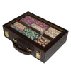 Nile Club 10 Gram Ceramic Poker Chips in Wood Walnut Case - 300 Ct.