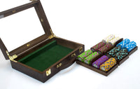 The Mint 13.5 Gram Clay Poker Chips in Wood Walnut Case - 300 Ct.