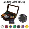 Ace King Suited 14 Gram Clay Poker Chips in Wood Walnut Case - 300 Ct.