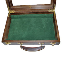 300 Capacity Walnut See Thru Wooden Poker Chip Case