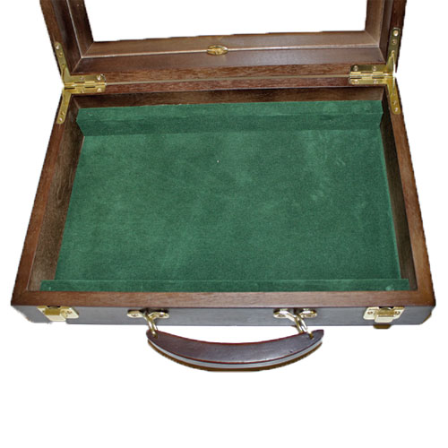 300 Capacity Walnut See Thru Wooden Poker Chip Case