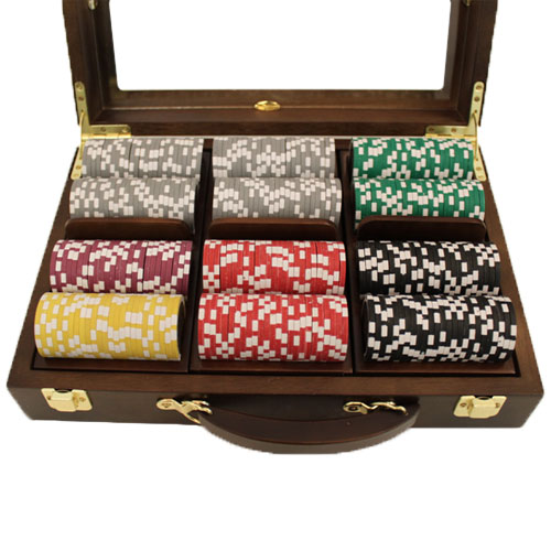 300 Capacity Walnut See Thru Wooden Poker Chip Case