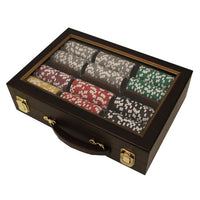 300 Capacity Walnut See Thru Wooden Poker Chip Case