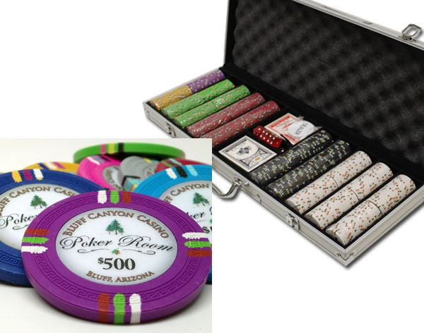 Bluff Canyon 13.5 Gram Clay Poker Chips in Standard Aluminum Case - 500 Ct.