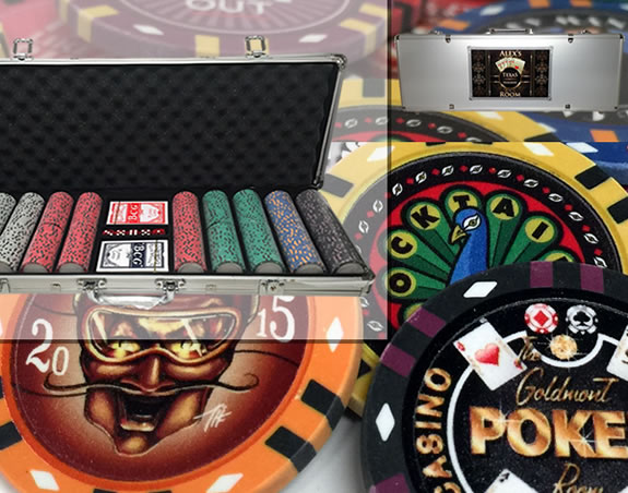 Custom Printed Aluminum Poker Chip Set with 13 Gram Clay Infinity Poker Chips - 500 Chips