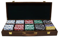 Diamond Suited 12.5 Gram ABS Poker Chips in Wood Walnut Case - 500 Ct.