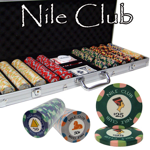 Nile Club 10 Gram Ceramic Poker Chips in Standard Aluminum Case - 500 Ct.