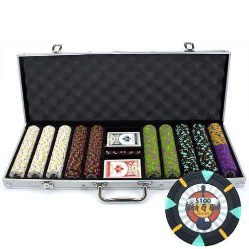 Rock & Roll 13.5 Gram Clay Poker Chips in Standard Aluminum Case - 500 Ct.