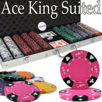 Ace King Suited 14 Gram Clay Poker Chips in Standard Aluminum Case - 500 Ct.