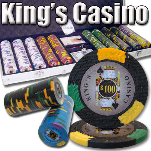 King's Casino 14 Gram Clay Poker Chips in Standard Aluminum Case - 500 Ct.