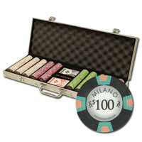 Milano 10 Gram Clay Poker Chips in Standard Aluminum Case - 500 Ct.