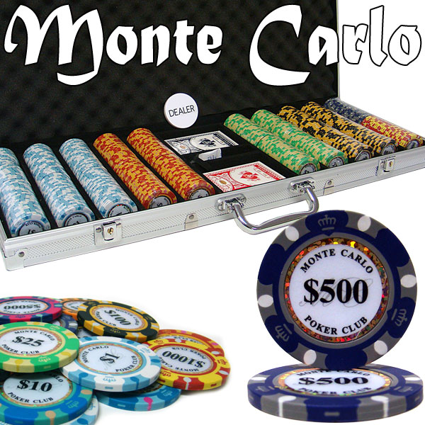 Monte Carlo 14 Gram Clay Poker Chips in Standard Aluminum Case - 500 Ct.