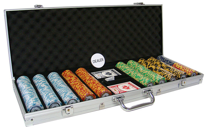 Monte Carlo 14 Gram Clay Poker Chips in Standard Aluminum Case - 500 Ct.