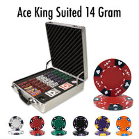 Ace King Suited 14 Gram Clay Poker Chips in Deluxe Aluminum Case - 500 Ct.