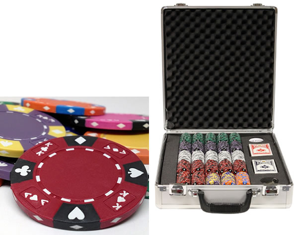 Ace King Suited 14 Gram Clay Poker Chips in Deluxe Aluminum Case - 500 Ct.