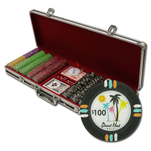 Desert Heat 13.5 Gram Clay Poker Chips in Black Aluminum Case - 500 Ct.