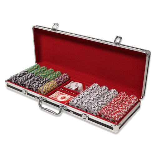 Las Vegas 14 Gram Clay Poker Chips in Black Aluminum Case - 500 Ct.