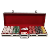 Coin Inlay 15 Gram Clay Poker Chips in Black Aluminum Case - 500 Ct.