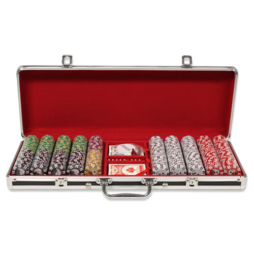 Las Vegas 14 Gram Clay Poker Chips in Black Aluminum Case - 500 Ct.