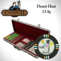 Desert Heat 13.5 Gram Clay Poker Chips in Black Aluminum Case - 500 Ct.