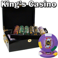 King's Casino 14 Gram Clay Poker Chips in Wood Black Mahogany Case - 500 Ct.