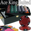 Ace King Suited 14 Gram Clay Poker Chips in Wood Black Mahogany Case - 500 Ct.