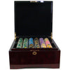 King's Casino 14 Gram Clay Poker Chips in Wood Black Mahogany Case - 500 Ct.