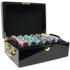 Las Vegas 14 Gram Clay Poker Chips in Wood Black Mahogany Case - 500 Ct.