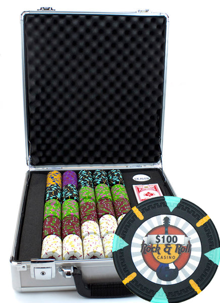 Rock & Roll 13.5 Gram Clay Poker Chips in Deluxe Aluminum Case - 500 Ct.