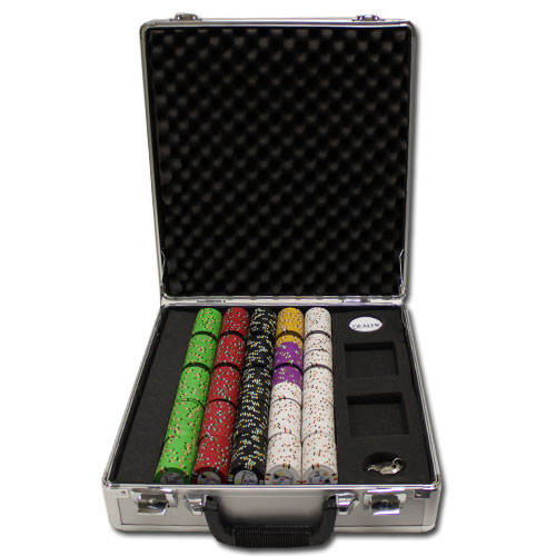 Desert Heat 13.5 Gram Clay Poker Chips in Deluxe Aluminum Case - 500 Ct.