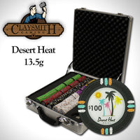 Desert Heat 13.5 Gram Clay Poker Chips in Wood Hi Gloss Case - 500 Ct.