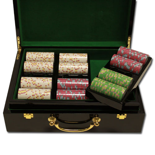 Milano 10 Gram Clay Poker Chips in Wood Hi Gloss Case - 500 Ct.