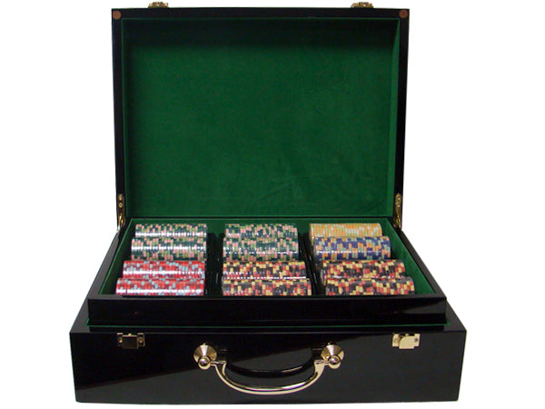 Nile Club 10 Gram Ceramic Poker Chips in Wood Hi Gloss Case - 500 Ct.