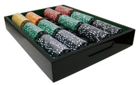 Coin Inlay 15 Gram Clay Poker Chips in Wood Hi Gloss Case - 500 Ct.