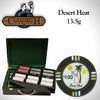 Desert Heat 13.5 Gram Clay Poker Chips in Wood Hi Gloss Case - 500 Ct.