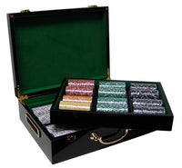 Coin Inlay 15 Gram Clay Poker Chips in Wood Hi Gloss Case - 500 Ct.