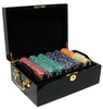 Coin Inlay 15 Gram Clay Poker Chips in Wood Black Mahogany Case - 500 Ct.