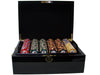 Nile Club 10 Gram Ceramic Poker Chips in Wood Black Mahogany Case - 500 Ct.